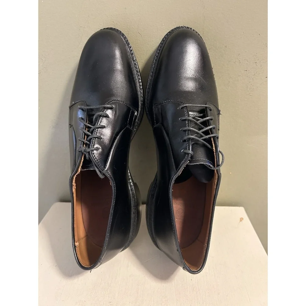 Allen Edmonds Leeds Black Plain Toe Derby Dress Shoes Mens Sz 11D Formal Luxury